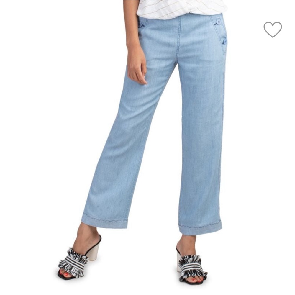 TRINA TURK  DURAN STRAIGHT-LEG CHAMBRAY PANTS /  SIZE 2.